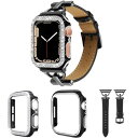 (GOCROWEEN) for Apple Watch 用 バンド ウォッチバンド レザーバンド 2個の保護ケース付き Apple watchケース 交換バンド...