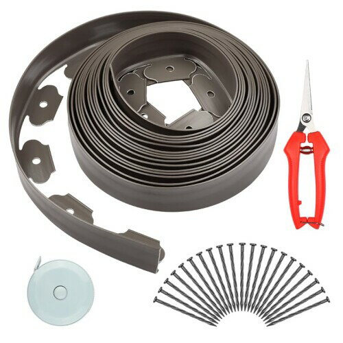 土留め 仕切り 柵 根止めシート DIY 簡単設置 防草シート対応 造園 庭 仕切り 耐久性PE (高さ5cm×長さ10m, ブラック) (グレー, 5*10cm)