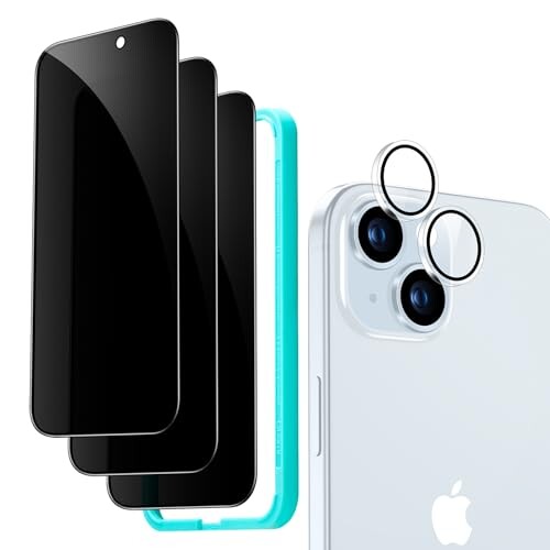 ESR iPhone 15 ガラスフィルム (覗き見防止フィルム3枚+カメラ保護フィルム1枚) プライバシー保護 強化ガラス 指紋と気泡防止 米軍MIL規格 SGS認証 硬度9H 耐衝撃 マイクロカーブエッジ ケース