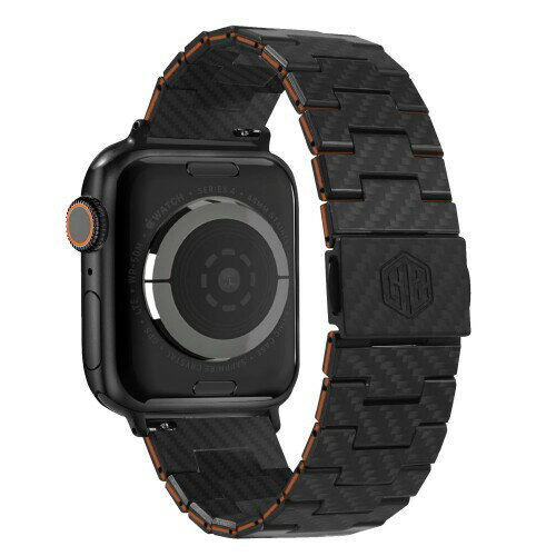 (Haflyer) Apple Watch バンド アップルウォッチバンド カーボン製 コンパチブル Apple Watch ベルト 49/45/44/42mm 交換ベルト iWatch ultra2/ultra/9/8/7/6/5/4/3/2/1/SEに対応 交換バンド-オレンジ