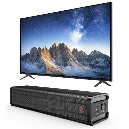 サウンドバー スピーカー 木目調 Bluetooth5.0対応 ワイヤレス TF/USB/AUX/FM/アラーム機能付き 大画面LED表示 リモコン付き 家庭用...