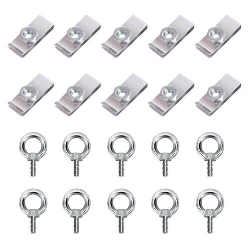 M6 (37x15mm)クリップナット& M6アイボルト 10個セット 12mm 304ステンレス ボルトセット 吊り下げ 地..