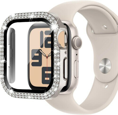 BOOLINN 可兼容 アップルウォッチ カバー 46mm 45mm 44mm 42mm 41mm 40mm 対応 アップルウォッチ 本体 ダブルダイヤモンド ガラスフィルム付 超薄型 PC+ガラス素材 高透過率 キズ防止 全面保護 apple w