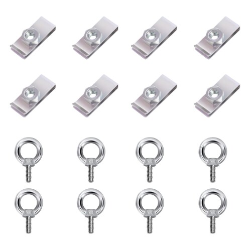 M6 (37x15mm)クリップナット& M6アイボルト 8個セット 12mm 304ステンレス ボルトセット 吊り下げ 地震..