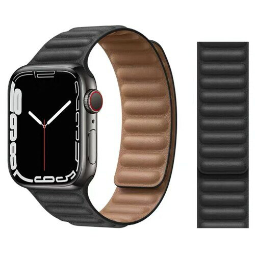 Apple Watch8 バンド 45mm 41mm 44mm 40mm 49mm 着脱に便利 アップルウォッチ バンド レザー 本革ベルト 交換ストラップ 強力なマグネット留め iwatch バンドseries8/7/6/5/4/3/2/1/SE