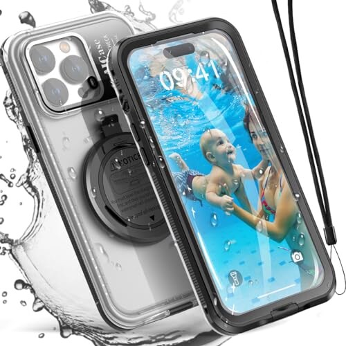 AICase セルフチェック防水電話ケース iPhone 12 Pro Max用 水中タッチスクリーン 防水 防塵 防雪 ダイビング電話ケース 内蔵スクリーンプロテクター シャワー、バイク、ビーチ、シュノーケ