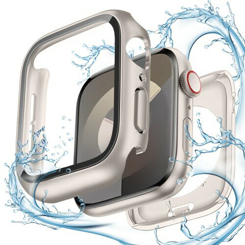 CAERMA for アップルウォッチ カバー Series 11/10/9/8/7/SE3/SE2/SE/6/5/4 46mm 超薄型 for Apple Watch カバー 2in1防水 PC素材 硬度9H強化ガラス 高透過率 指紋防止 耐衝撃 全面保護 for Apple Watch ケース スタ