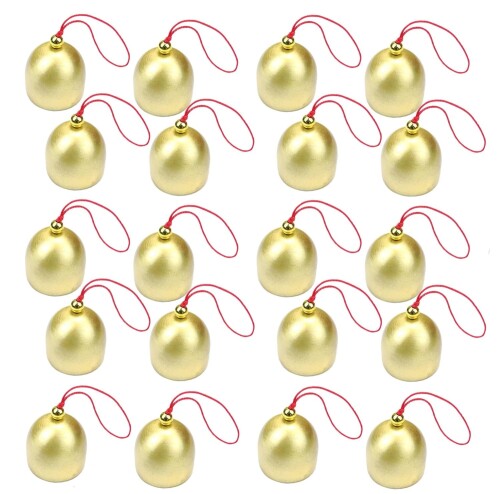 DIFEIUKI ミニベル メタル製 鈴 20個セット 吊り下げベル ロープ付き ウィンドチャイム クリスマスツリー装飾 金色 風鈴 ドアベル ペット首輪ベル ...