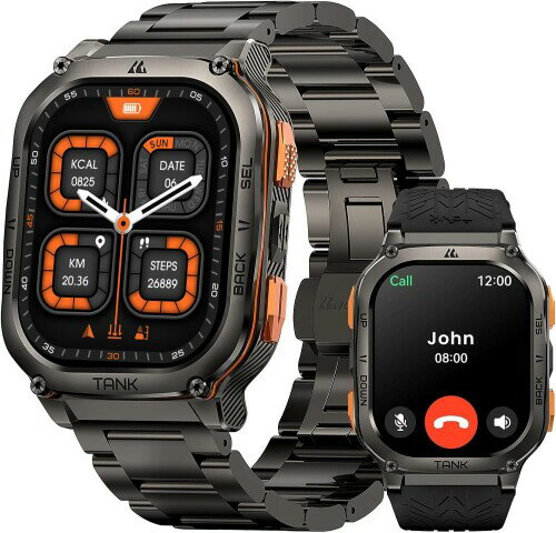 KOSPET Tank M3 Ultra スマートウォッチ メンズ GPS内蔵 5ATM/IP69K防水 Bluetooth通話 メッセージ通知..
