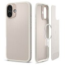 by Spigen シリル iPhone 16 用 ケース MagSafe対応 レザー 磁力 ストラップホール付き 高弾性 耐久性 カメラ保護 Qi充電 ほこりなし アイフォン16カバーカジュクMagコレクション(クリーム)