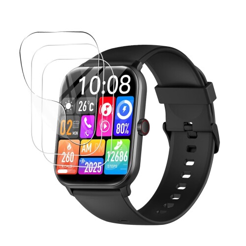 GNODEZ スマートウォッチ用スクリーンプロテクター 1.9インチ 保護フィルム 3枚入り TPU素材 高い透明度 擦り傷防止 指紋防止 水や油に強い