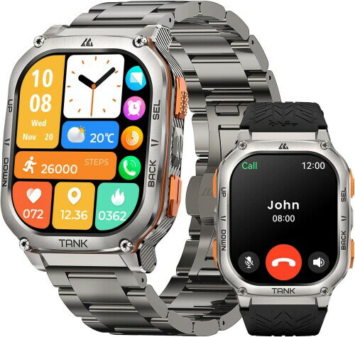 KOSPET Tank M3 Ultra スマートウォッチ メンズ GPS内蔵 5ATM/IP69K防水 Bluetooth通話 メッセージ通知..