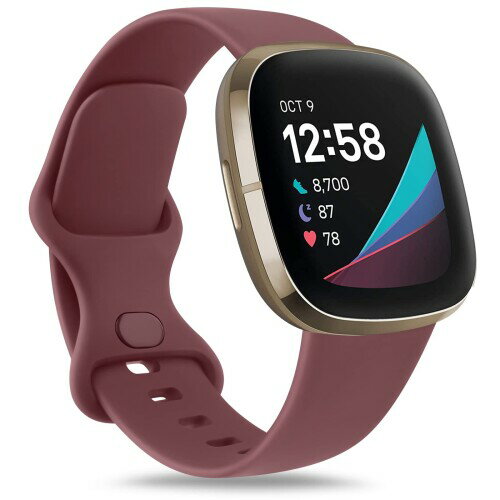 コンパチブル with Fitbit Versa 3 バンド fitbit versa 4用ベルト Fitbit Sense バンド 交換ベルト, 女性&男性用ソフトシリコン調整可能交換リストバンド （ワインレッド，Small）