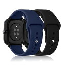 (RicYeel) 20mm シリコンバンド Amazfit Active/Amazfit GTR Mini/Amazfit GTS 4 Mini/Amazfit GTS 4/GTS 3/GTS 2 Mini 対応 バンド (2個セット) 交換用ストラップ スポーツバンド 交換ベルト 柔軟性 Amazfit Bip 3/Bip 3 Pro(2)