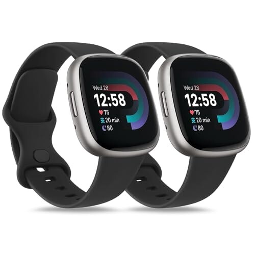バンド コンパチブル Fitbit Versa4 ベルト Versa3 バンド フィットビットSense/Sense 2 ベルト, シリコン交換バンド 交換ベルト 柔らかい シリコンバンド 調節可能 (ブラック+ブラック,Small)