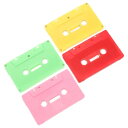 Kichvoe ブランク オーディオ カセット テープ、 4本 カラフル ブランク オーディオ 録音 カセット テープ 個別 クリア ケース付き 用 声 音楽 ...