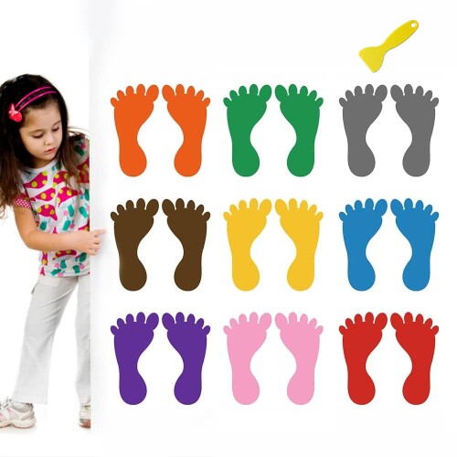 9ペアソーシャルディスタンス ステッカー あしあと シール 床用シール 足跡 足型 子供の足跡の壁 ステ..