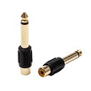 RCA フォン 変換 プラグ wuernine 2個セット 6.35mmモノラルオス-RCAピンメスジャック 標準プラグ コネクタ 金メッキ オーディオアダプタ