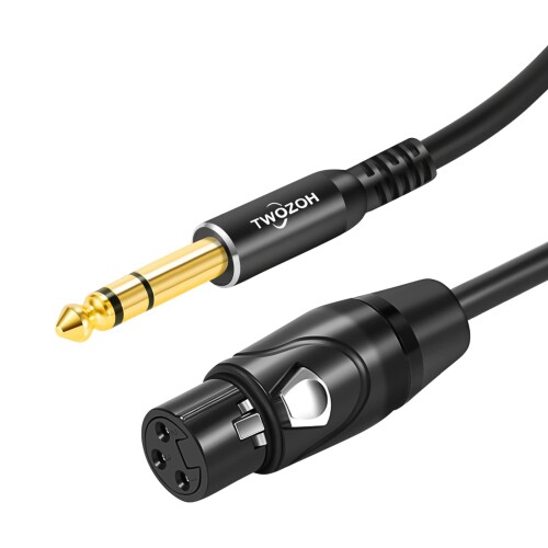 Twozoh XLRメスから6.35mm (1/4インチ) オスTRSケーブル 4分の1インチジャック TRS...