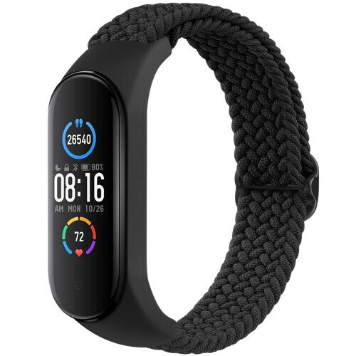 VANCLE コンパチブル Amazfit Band 5 交換用 シリコンバンド, 調節可能 柔軟通気 (ブラック)