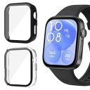 LuFiYa Huawei Watch Fit 3 2024対応 ケース 強化ガラスフィルム 保護カバー スマートウォッチケース 強化ガラス 一体型 硬質ポリPC素材 一体化 超薄型 カバー 傷防止 高速反応 耐衝撃 全面カバー