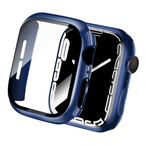 CABOBE 対応 アップルウォッチ カバー 41mm メッキ加工 アップルウォッチ9/8/7 ケース Apple Watch 9/8/7 ケース 対応 Apple Watch カバー ガラスフィルム 一体型 PC素材 耐衝撃 全面保護 対応 41mm ブルのサムネイル