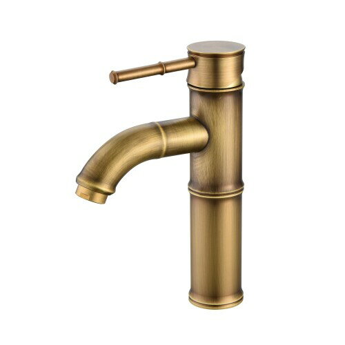 Lychee Light 洗面水栓シングルハンドル、温度調節可能な混合蛇口 竹型立水栓、ソフトな吐水 取り付け..