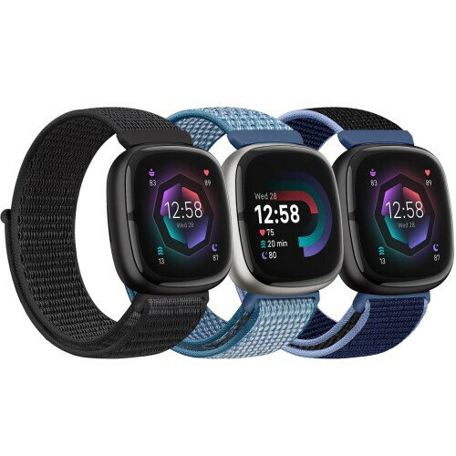 Bcuckood ナイロン交換用時計バンド Fitbit Versa 4/Sense 2/Versa 3/Sense レディース メンズ ソフト ..