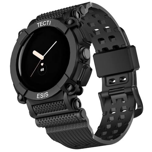 (BUITFOU) コンパチブル Google Pixel Watch 2/Google Pixel Watch バンド(2023/2022) Google Pixel Watch ベルト カバー 「メカニカルさ」バンド 炭素繊維表面 耐衝撃 PC TPU 二重構造 落下 吸収 耐久性 傷防止 通