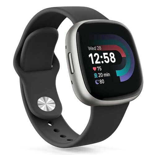 Х for Fitbit Versa4 ٥ Versa3 Х եåȥӥåSense/Sense 2 ٥, ꥳ򴹥Х 򴹥٥ 餫 ꥳХ Ĵǽ (֥å,Large)