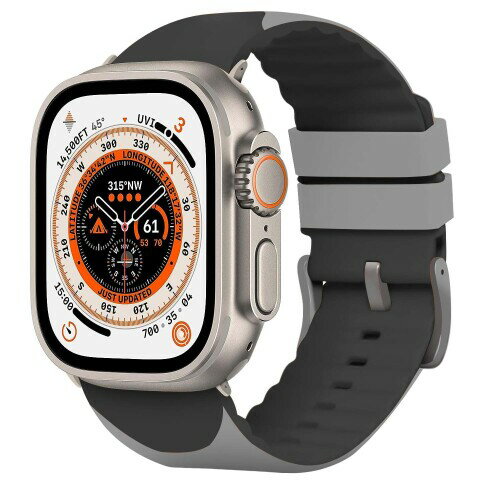 (GAGAAL) スポーツベルト互換Apple Watch Ultra ベルト 45 mm 、柔軟シリカゲル防水ベルト互換iWatch Apple Watch Series Ultra 8 6 5 2 1 SE女性男性 (45mm, グレーダークグレー)