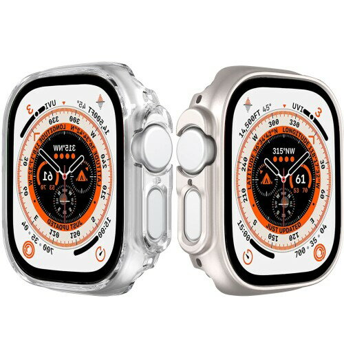 NINKI対応Apple Watch Ultra 49mm 用ケース 保護バンパー PC材質 薄型軽量 光沢 頑丈 衝撃保護 装着簡単 キズ防止 防塵 アップルウォッチ Ultra フレーム（クリア+スターライト 49mm）