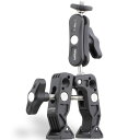 バイク 自転車 オートバイ カメラ モニター 自撮り 延長マウント GoPro Hero 12 11 10 DJI Action 4 3 Insta360 X3用,360°ダブルボールヘッドマジックアーム付きユニバーサルスーパークラブクランプ