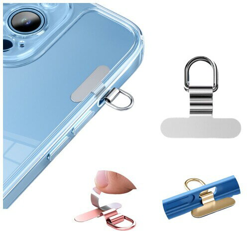 スマホ ストラップホルダー ステンレス製タグパッチ 携帯ストラップホルダー 薄型 金属製で丈夫 10kgま..