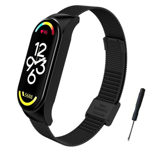 楽天まばし商店（BDIG） コンパチブル Xiaomi Mi Band 7 バンド 腕時計ベルト, 高級 ステンレススチール 交換バンドストラップリストバンド Mi Smart Band 7 ブレスレット