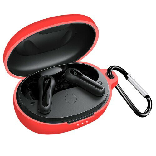 UIUIKA For Anker Soundcore Life P2 mini ケース Life P2 mini 保護ケース 柔らかい シリコン製 落下防止 キズ防止 耐衝撃 防塵 軽量 装着充電可能 カラビナ付き 紛失防止(レッド)(2)