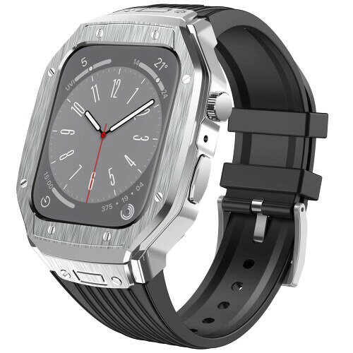 (LIRUWECH) for Apple Watch バンドとケースと背面ケースの3in1一体型デザイン 45mm/44mm apple watch 一体型バンド Apple Watch Series 9/SE/8/7/6/5/4対応 メンズ かっこいい アップルウォッチ バンド カバー付