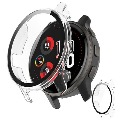 INIAYOH For Garmin Venu 2 カバー ガーミン Venu 2 保護ケース 強化ガラスフィルム+超耐衝撃PCフレーム 反射低減 指紋防止 軽量スリム設計 (クリア)
