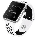 (Pellforia) アップルウォッチ バンド ベルト 42 44 45 46 49mm対応 シリコン製 2色 Series 1 2 3 4 5 6 7 8 9 10 Ultra SE 白 × 黒 Sサイズ