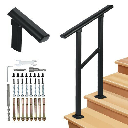 awliye 手すり 屋外 階段 玄関 手すり 2ステップ 長さ63.7cm 角度調整可能 炭素鋼 頑丈で安定している ..