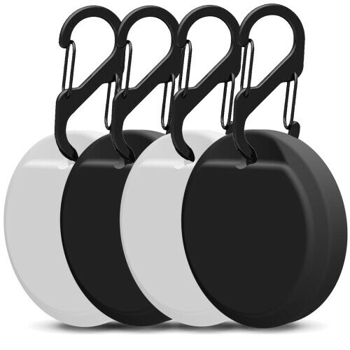 YIERSAN エアタグ 紛失防止タグ 用 ケース (ストラップ3種付き) gps スマートタグ 紛失防止 スマホ/カバン/鍵/荷物/財布/ペット首輪などに スリム ソフト ケースカバー (?ブラック+ ホワイト