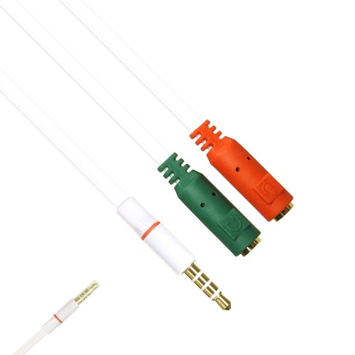 ANE オーディオ変換ケーブル 4極ステレオ端子をマイクとヘッドホン信号を2つの端子に分岐 メス側分岐 4極オス (x1) 3極メス (x2) ステレオミニプラ...