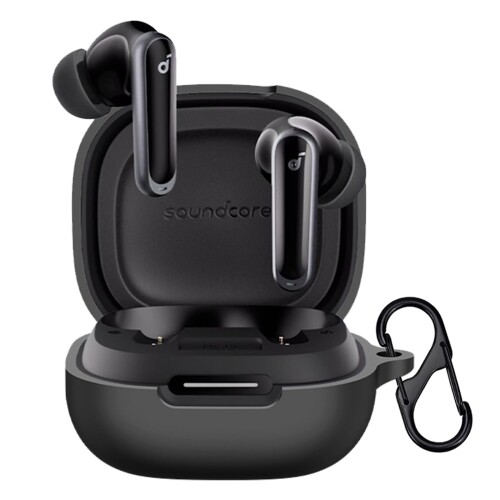 Anker Soundcore P40I 用 ケース カバー Mosasa シリコン保護ケース充電便利 全面保護紛失防止滑り止め 軽量キズ防止 スリム 薄型 旅行 耐衝撃 防塵-ブラック