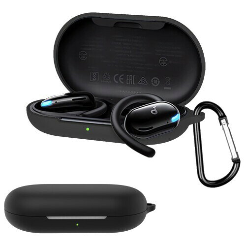 YAODLE For Anker Soundcore V20i 用 ケース カバー Anker Soundcore V20i用保護カバー 保護ケース シリコンケース 装着充電可能 全面保護 落下防止 キズ防止 耐衝撃 防塵 軽量 収納 カラビナ付き(ブラッ