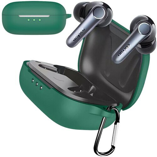 CIOODDW 可兼容 earfun air pro 4 ケース対応 earfun air pro 4 液状シリコン ケース全面保護 充電 LEDライトが見える 耐衝撃 軽量 キズ防止 キーホルダー付き イヤーファンエアプロ4 カバー(グリーン