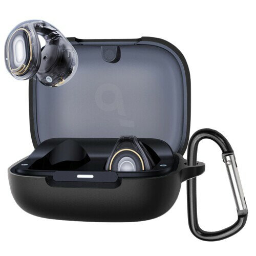 YAODLE For Anker Soundcore C40i 用 ケース カバー Anker Soundcore C40i用保護カバー 保護ケース シリコンケース 装着充電可能 全面保護 落下防止 キズ防止 耐衝撃 防塵 軽量 収納 カラビナ付き(ブラッ