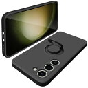 Galaxy S23 ケース リング付 SC-51D SCG19 リング スマホケース カバー マット感 液体シリコン 耐衝撃 レンズ保護 ソフト スタンド機能付き 360回転車載ホルダー (ブラック)