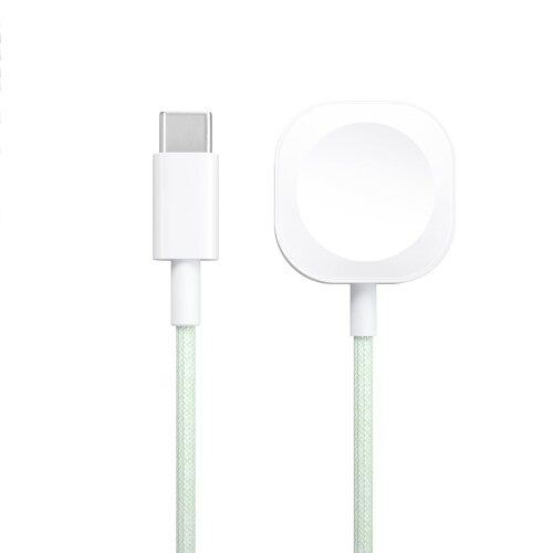 ナイロン充電ケーブル 対応 充電器, アップルウォッチ 磁気充電器 急速充電器 Series9/8/7/6/5/4/3/2/1/SE/Ultra 対応 USB-C (グリーン)