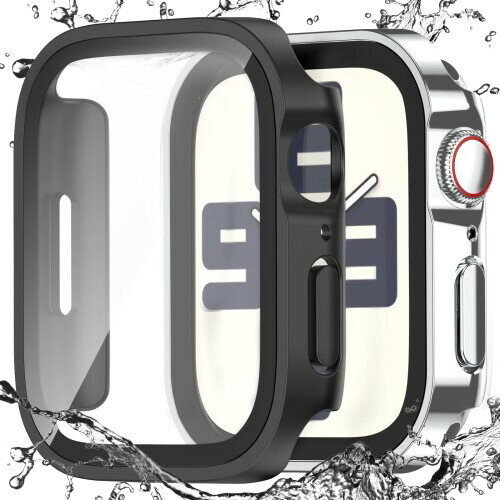 Singiuzoo アップルウォッチ 防水 カバー 40mm 対応 Apple Watch series 6 5 4 SE 3D直角エッ iWatch ケース 全面保護フィルム 高タッチ感度 超薄型 装着簡単 耐衝撃 (ブラック と シルバー, 40 mm)