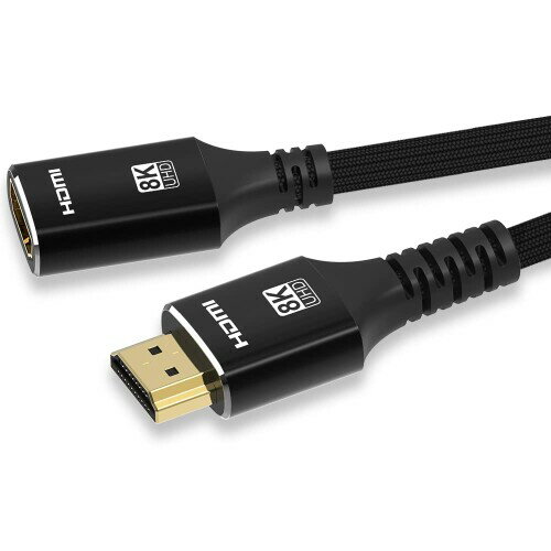 FDBRO HDMI 延長ケーブル 8K@60Hz 4K@120Hz HDMI 2.1 延長コード ハイスピード オス-メス 変換コネクタ 7680p eARC 48Gbps 3D UHD イーサネット対応 (2M, ブラック) 2